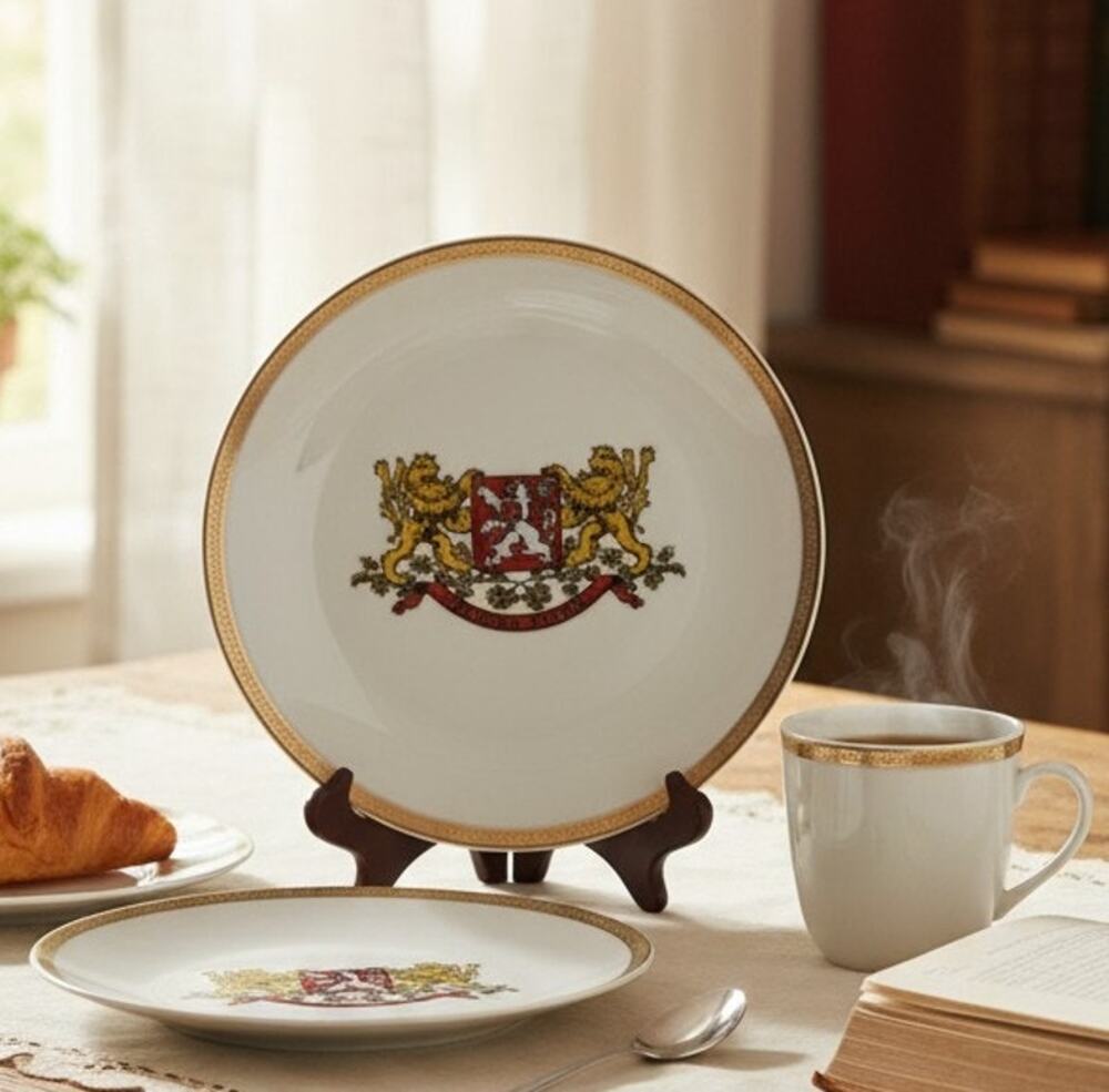 Bohemia Pravda Vitezi Czechoslovakia Carlsbad Porcelain Plate 9.5" Coat of Arms